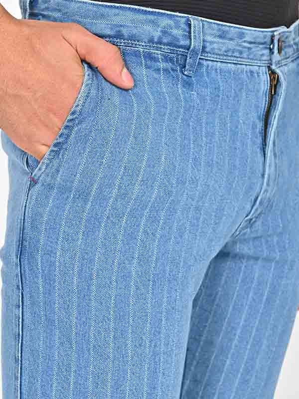Indian Terrain Men's Slim Fit Striped Blue Shorts